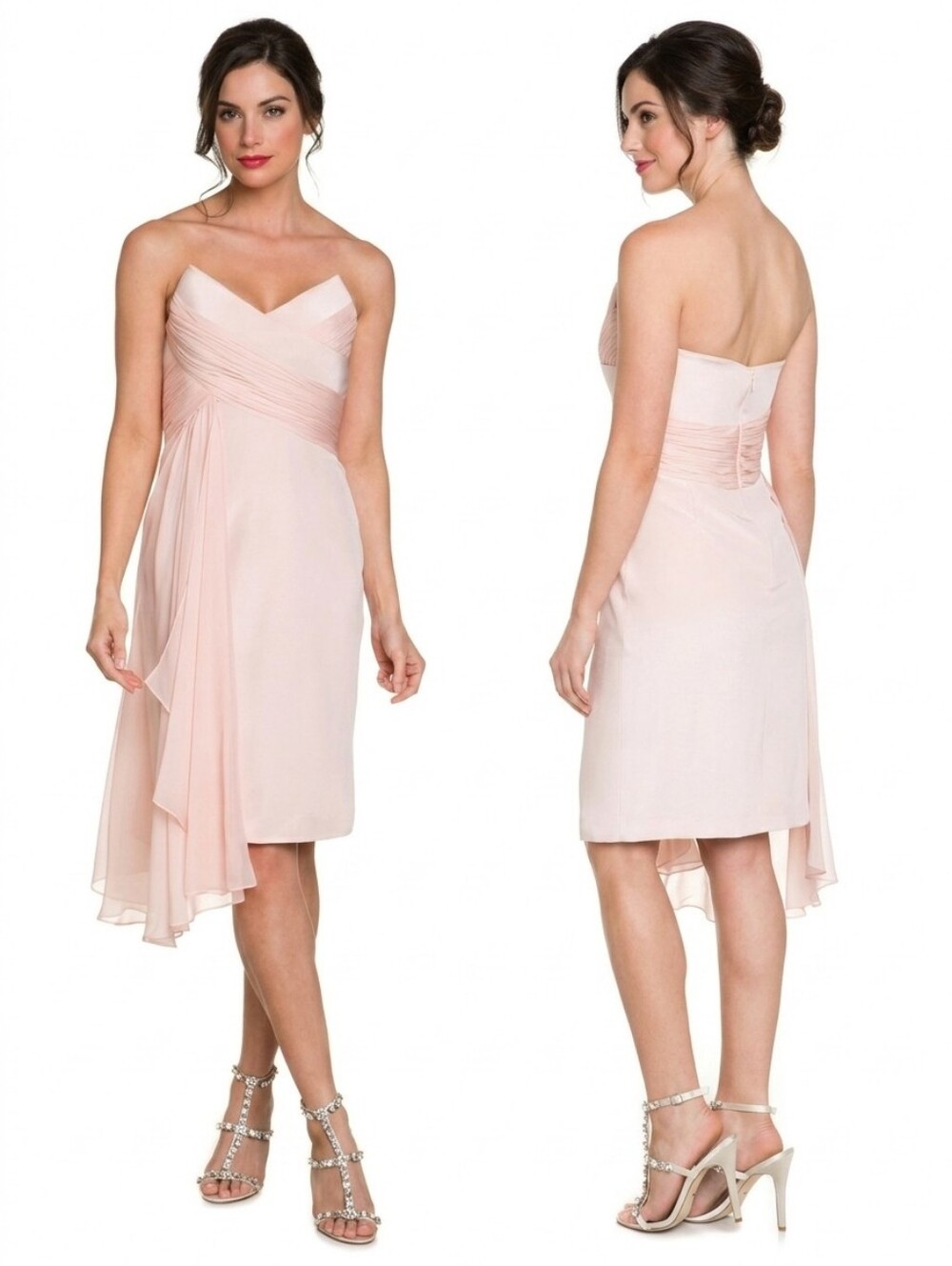NEW Marchesa Notte Silk Strapless Blush Mini Dress Cocktail Evening Party Sz 14